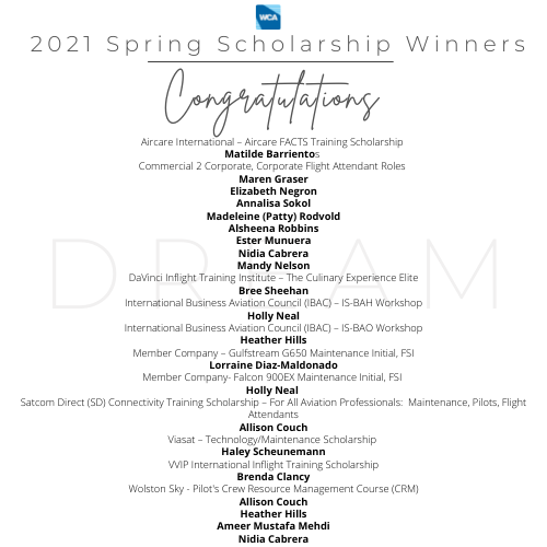 Congratulations 2021 Spring Scholarship Winners!