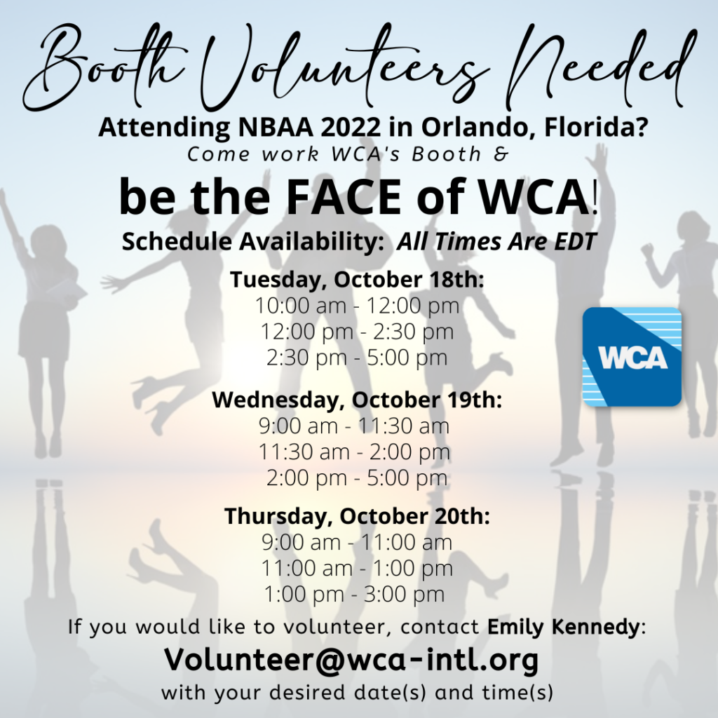 Attending NBAA 2022?   Be the FACE of WCA!